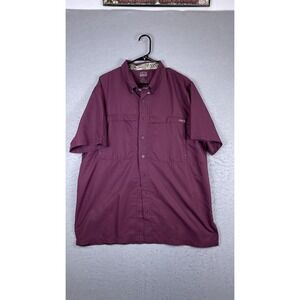 GameGuard Shirt Mens XL Purple Solid Short Sleeve Button Fishing Vented Casual